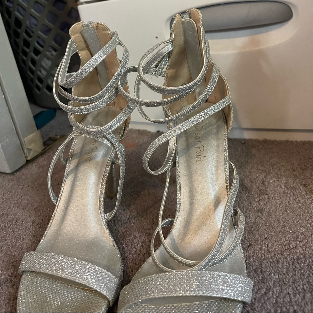 silver heels, only worn once for a special event!!